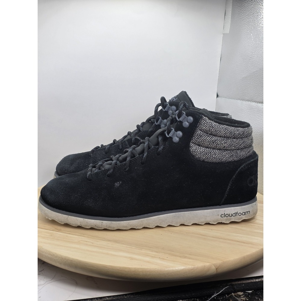 Mens Size 10- Adidas Cloudfoam NEO Rugged Black Suede High Top Boots Shoes LIGHT